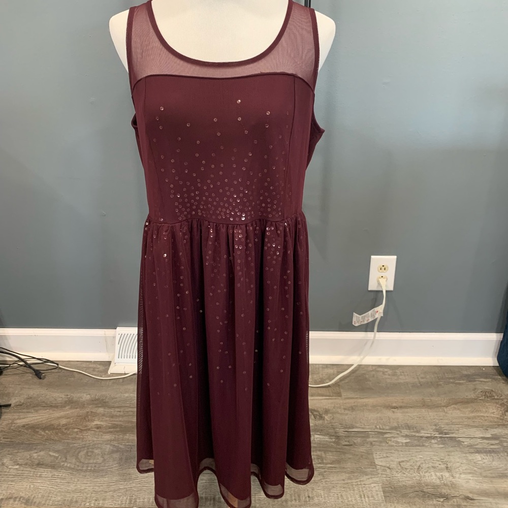 Lane Bryan Maroon Dress with Shimmer